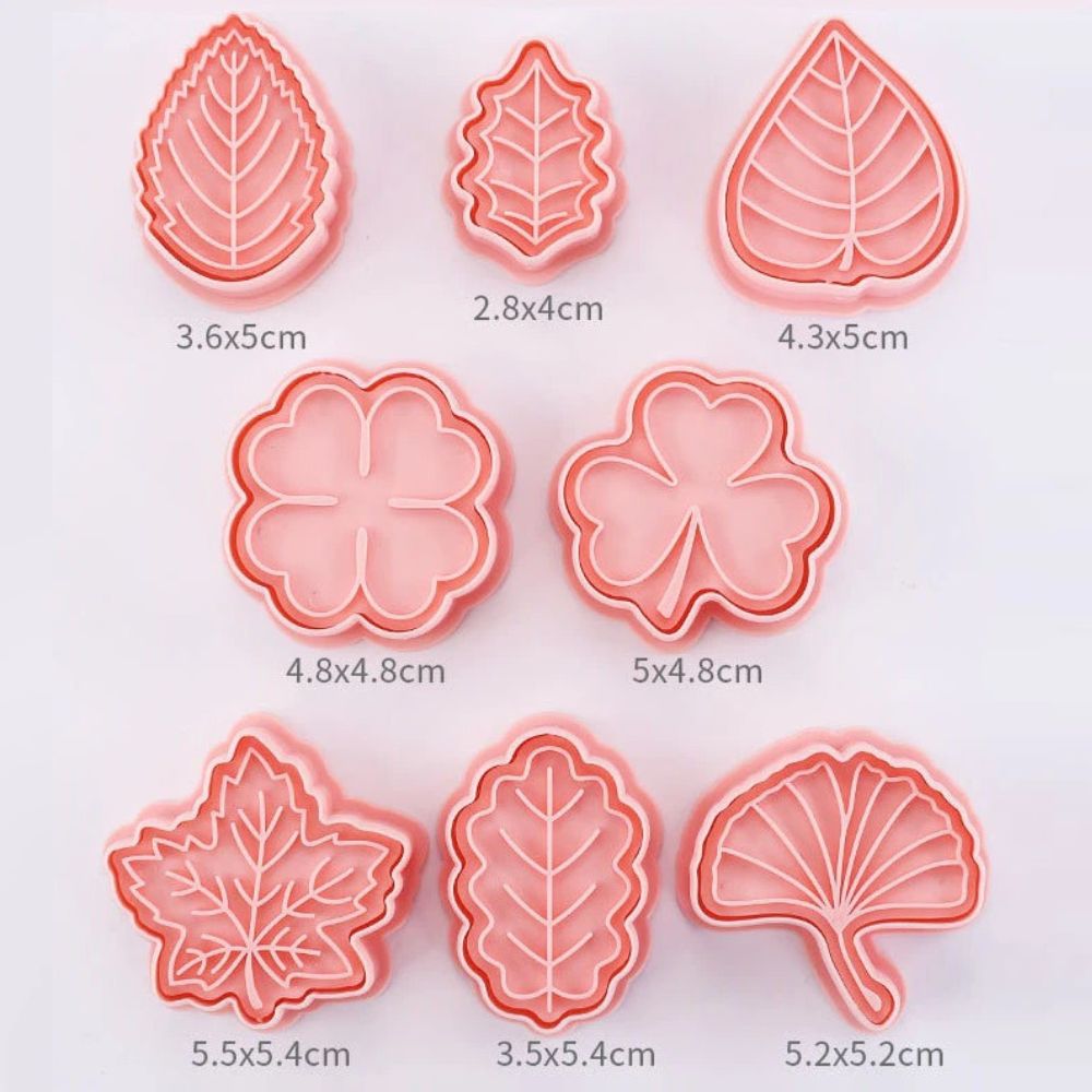 Cute Leaves Cookie Cutter Stamp Embosser Set