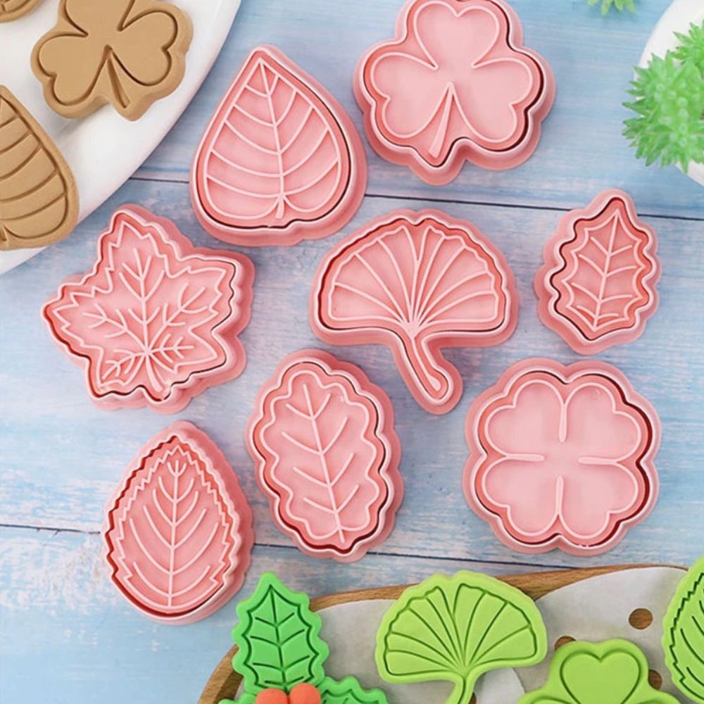 Cute Leaves Cookie Cutter Stamp Embosser Set