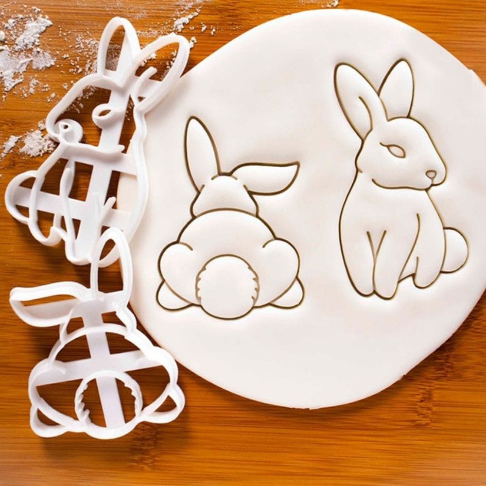 Easter Rabbit 2 Piece Cute Cookie Cutter & Embosser Stamp Set