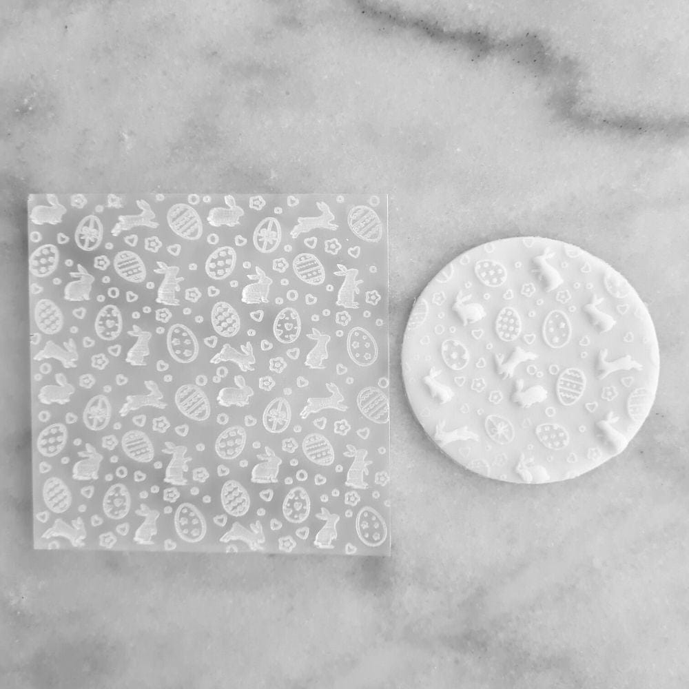 Easter Themed design embossed on fondant using acrylic debosser