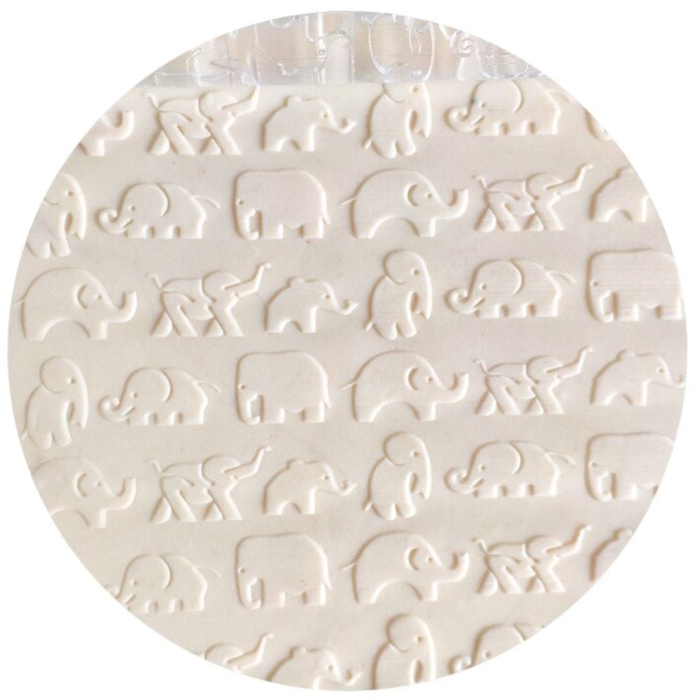 Elephant Pattern Embossed Rolling Pin Engraved Cookie Baking Decorative