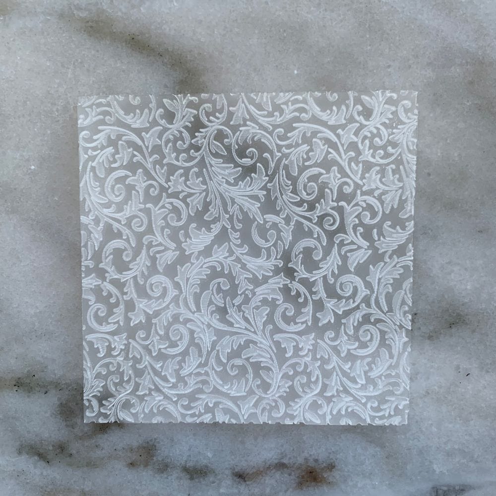 Acrylic fondant debosser with Floral Background design