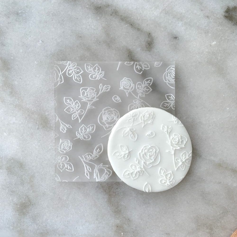 Rose Background Acrylic Debosser Cookie Stamp Raised Fondant