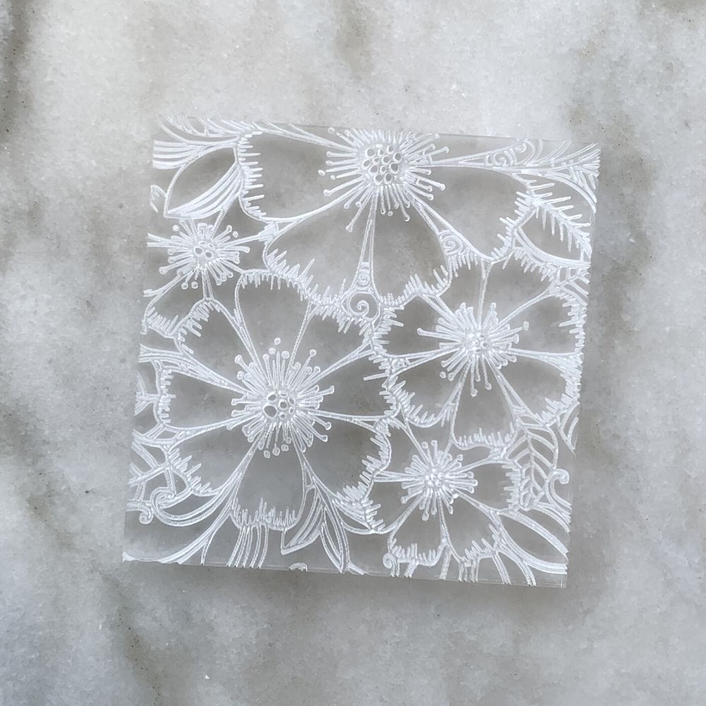 Tropical Petals design embossed on fondant using acrylic debosser
