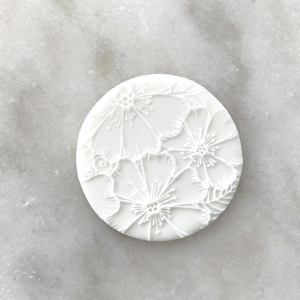 Acrylic fondant debosser with Tropical Petals design